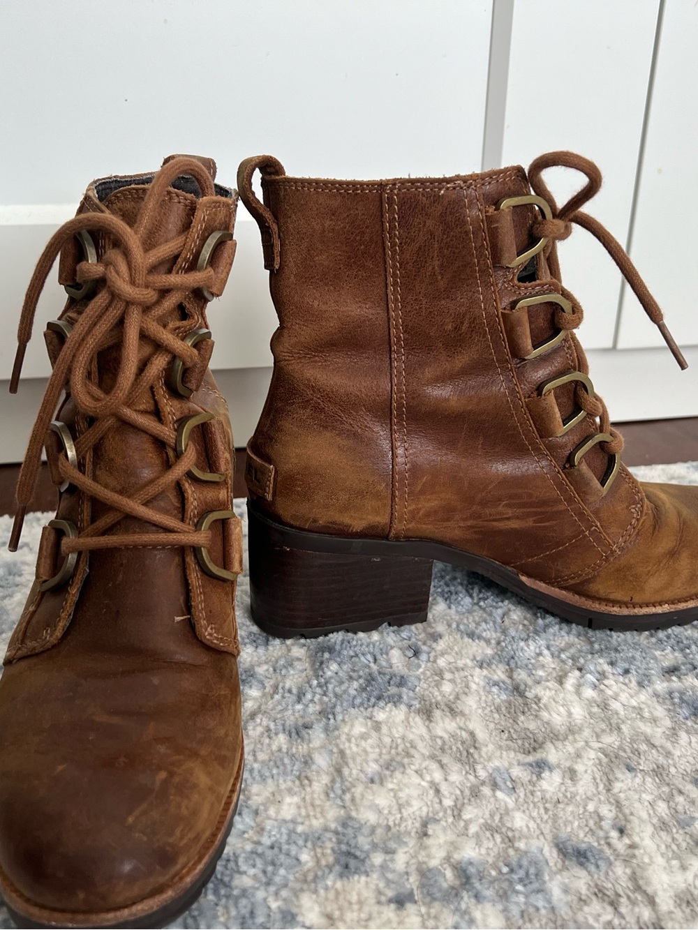 Sorel Women's Brown Leather Lace-Up Ankle Boots - Picture 2 of 4